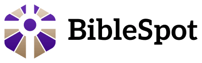 BibleSpot logo of a cross in a purple and gold shield