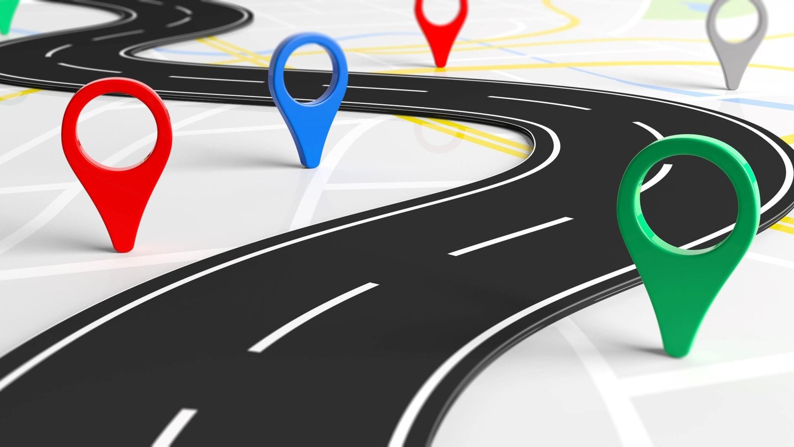 A road map with pointers indicating stops along the way.